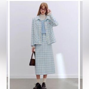 WHY BERRY Blue Checkered Women's Skirt